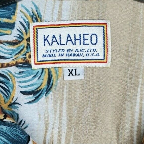 Rare Vintage Kalaheo XL Hawaiian Shirt – Tan Tiki Statue Graphic Short Sleeve - Picture 5 of 12